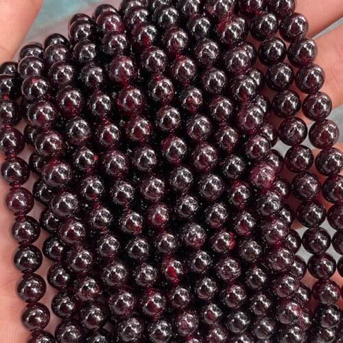 Natural Dark Red Garnet Round Loose Spacer Beads For Jewelry Making 15" Strand DIY Jewelry Accessorries Bead For Women Gift
