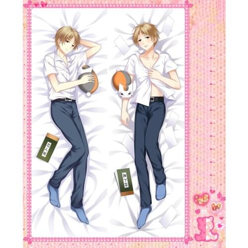 Anime Cartoon Natsume Yuujinchou Double Bolster Hugging Pillow Case Pillow Cover Pillowcase Peach Skin 2 Way No.58086