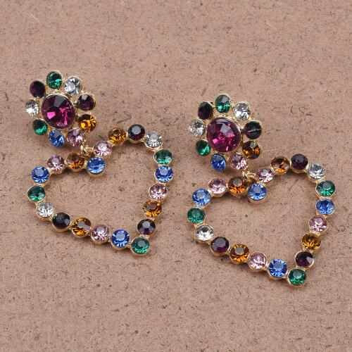 2020 New Contracted Temperament Sweet Drop Earrings Hyperbole Style Fine Crystal Heart shiny Women earrings