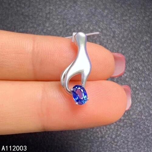 KJJEAXCMY Fine Jewelry 925 Sterling Silver inlaid Natural gemstone sapphire Female Pendant Necklace beautiful Support Detection