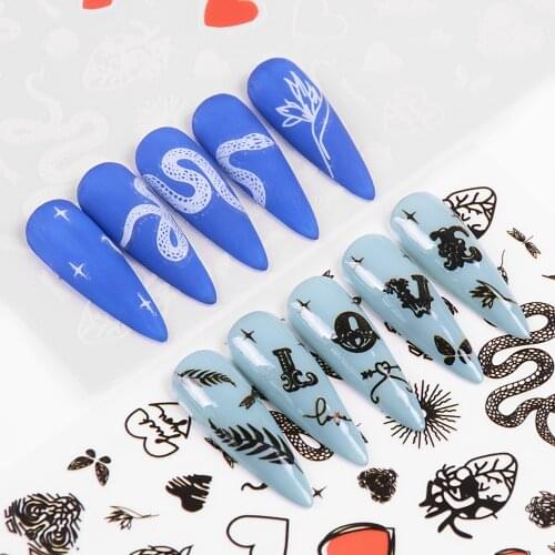 2 Sheet Water Nail Sticker Snake Design Nair Art Transfer Stickers Slider Decals Tip Manicuring Art Decoration