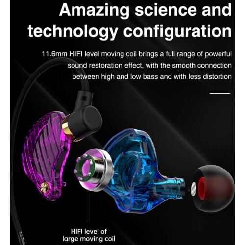 QKZ SK3 4 Core 3.5mm Plug Wired HiFi 9D Stereo Earphone Earbuds for Phone