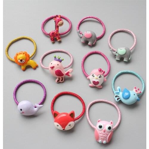 Girls Cute Animal Owl Bird Lion Elephant Hair Ties Dolphin Hairbands Hair Bands Elastic Hair Accessories HT025