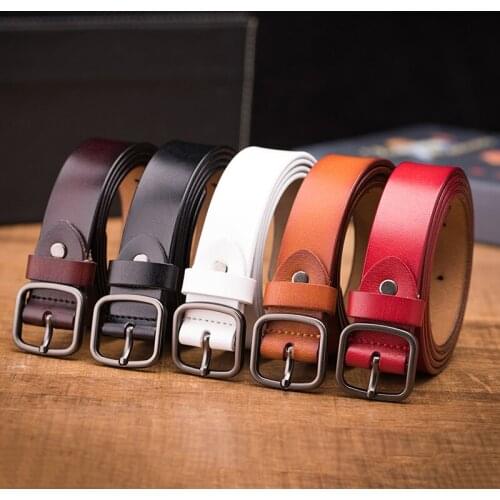 Cowskin Leather Womens Luxury Belt Pin Buckle Waist Belt Waistband