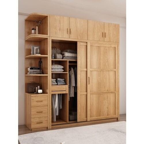 Wardrobe oak logs modern minimalist sliding door sliding door locker bedroom-shaped wardrobe