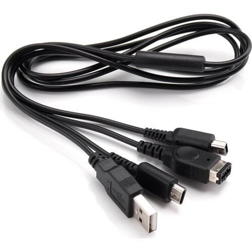 100pcs Black 3 in 1 USB charger cable for NDSI NDSL for GBA SP console 1.2M
