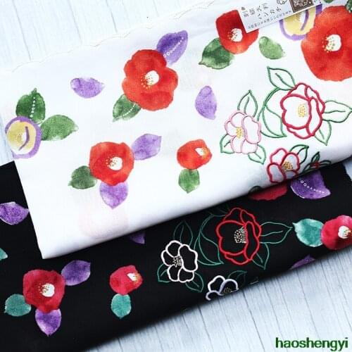 Japanese embroidered ladies handkerchiefs, pure cotton rose leaf soft embroidered rose handkerchiefs