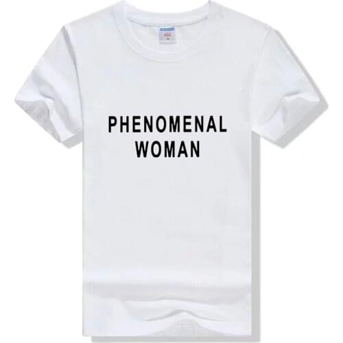 Female Tshirt Gray Black Drop Ship PHENOMENAL WOMAN Letter Print T-Shirt Women Funny Graphic Tshirt Casual Tee Top