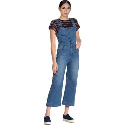 Women Sexy Slim Blue Denim Jumpsuit Female Pockets Denim Overall Suspender Trousers Pants