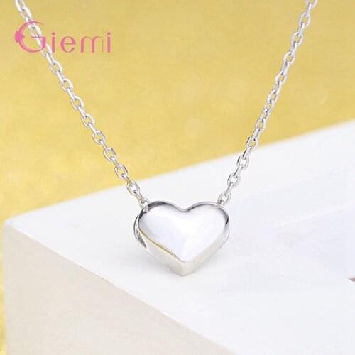 925 Sterling Silver Pendant Necklace For Decoration Romantic Style Heart Shape Women Girls Wedding Engagement