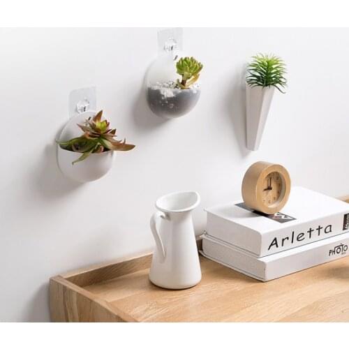 1PC Hydroponic Wall Hanging Flower Pot Plastic Lazy Floret Bottle Plant Vase Container Glass Wall Flower Pots for Home Decor