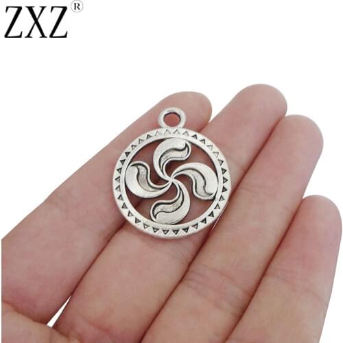 ZXZ 10pcs Round Windmill Electric Fan Wheels Charms Pendants Double Sided for Necklace Jewelry Making Findings 31x26mm