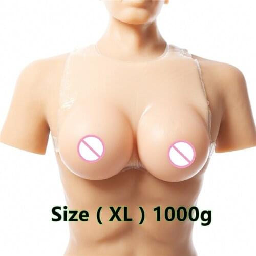 1000g D Cup Suntan Transsexuals fake breasts SFull Silicon Breast Form TV TG Cross Dresser False Boobs Enhancer