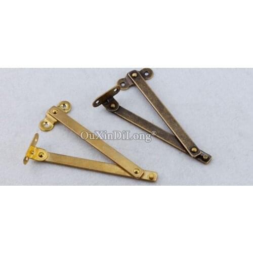 Retro Vintage 2Pairs Pure Brass Cupboard Kitchen Cabinet Door Hinges Lid Support Hinges Stay for Box Display Furniture Hinges