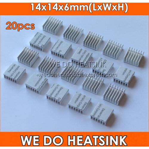 20pcs 14x14x6 mm Aluminum Radiator Heat Sink Extrusion Cooler With Thermal Tape
