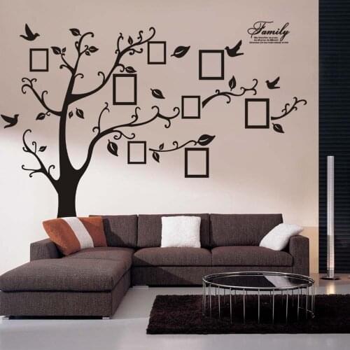 3D DIY Photo Tree Wall Decals Large 250*180cm/99*71in Black Photo Tree Adhesive Family Wall Stickers Mural Art Home Decor