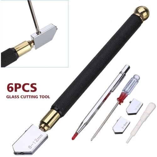 6pcs/set Diamond Glass Cutter 6-12mm Aluminum Alloy Handle Glasses Cutters For Hand Tool Glass Cutting