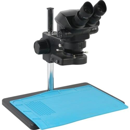 7X-50X Magnification Continuous Zoom Binocular Industrial Stereo Microscope + 1.0X 0.5X 2.0X Barlow Objective Lens + 144 LED