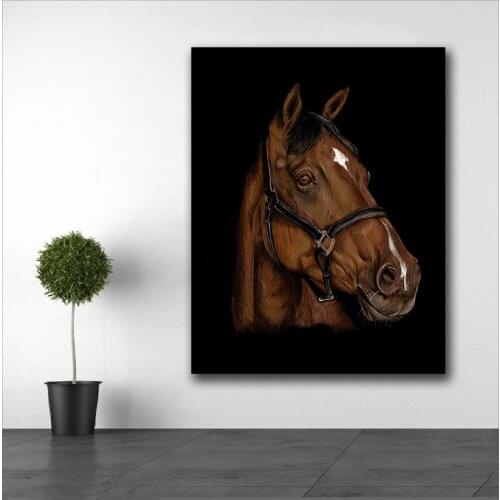 Large size Printing Oil Painting The head portrait of a horse art canvas prints pictures for living room and bedroom No Frame