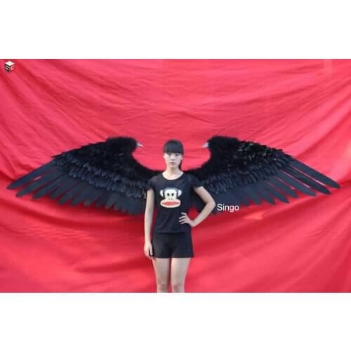 Large Cosplay props Black Devil feather WINGS Halloween Home Bar Club Wall decor Eagle fairy wings