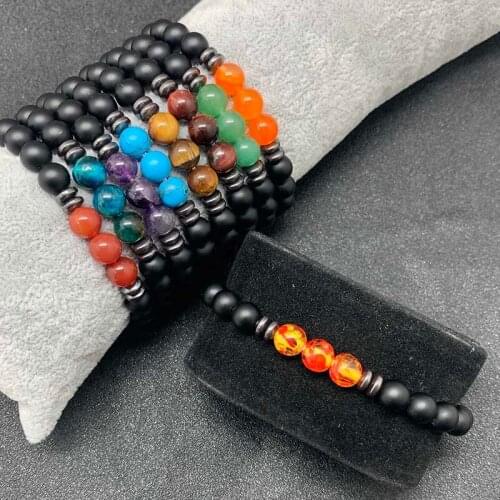 Fire Agate Natural Stone Bracelet For Men Women Fashion Amethyst Malachite Tiger Eye Charms Jewelry Gift Adjustable