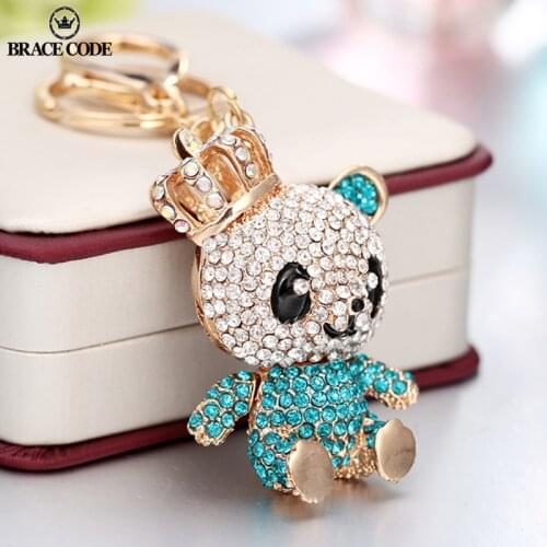 BRACE CODE Trend creative Cubic zirconia resin panda keychain men and women couple key chain car keychain factory outletb