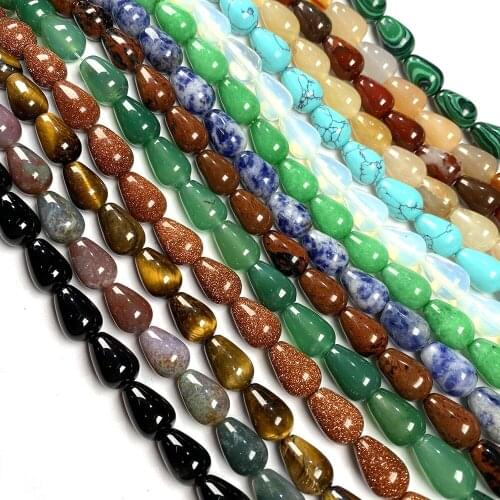 Natural Stone Beads Round Waterdrop Crystal Agates Amethysts Scattered Stone Charms for Jewelry Making Necklace Bracelet Gift