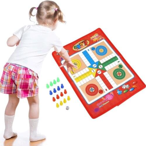 Kids Classic Flight Chess Game Non-woven Chessboard Modern Ludo Chess Family Party Fun Board Game Aeroplane Chess