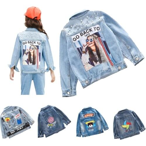 Kids Jacket for Girls Spring Autumn Ripped Holes Children Jeans Coats Boys Girls Demin Outerwear Costume 6 8 10 12 Years