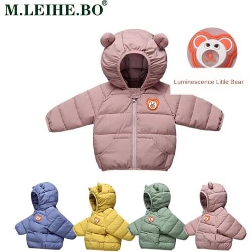 Cute 1- 5y Baby Girls Jacket Kids Boys Light Down Coats with Ear Hoodie Spring Girls Clothes Infant Clothing Childrens Jackets