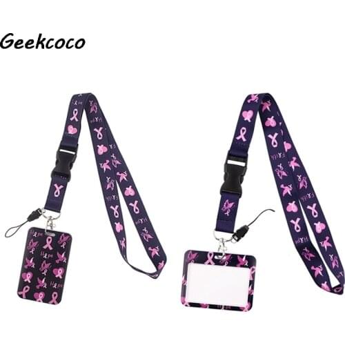J2704 Prevent Breast Cancer Lanyard For Keys Phone Strap Neck Strap Keychain Caring for women Lanyards ID Badge Holder
