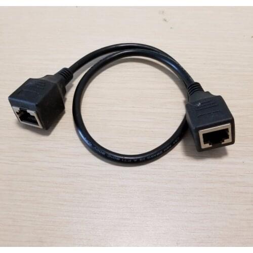 RJ45 Female to Female Extension Data Adapter Cable for Network Extension Black 30cm