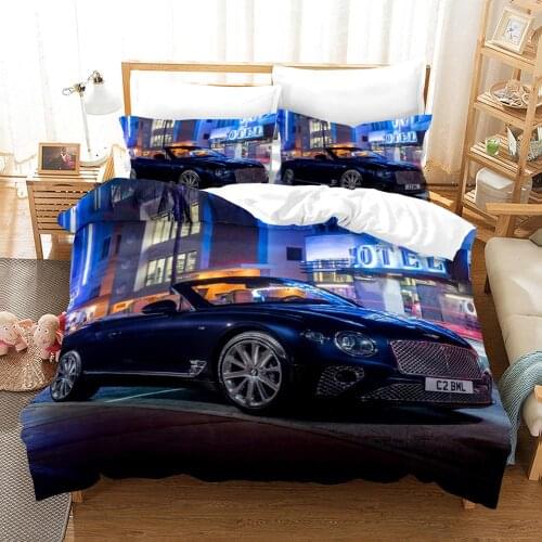 3D Sports Car Supercar Bedding Set Quilt Duvet Cover Pillowcases Bed Linens Set Twin Full Queen King Single Double Size 2-3PCS