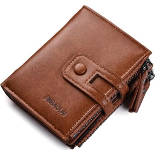 Buckle Retro Mens Short Wallet Multifunction Double Zipper Coin Purse Large Capacity Multi Card Position Designer Wallet