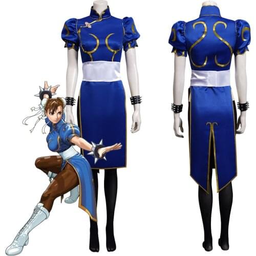 Game SF Chun-Li Cosplay Costume Cheongsam Dress Outfits Halloween Carnival Suit