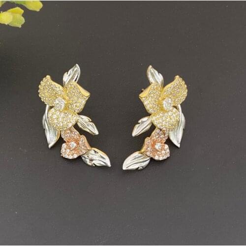 Lanyika Fashion Jewelry Exquisite Triangle Plum Micro Plated Earrings For Women Wedding Banquet Daily Popular Best Gifts