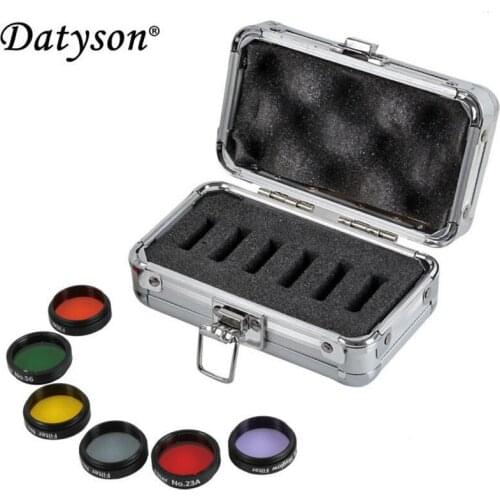 Datyson 6 pieces Color Astro Filters Set 1.25" for Astronomical Telescopes Ocular Lens Moon Nebula filter with Aluminum Case