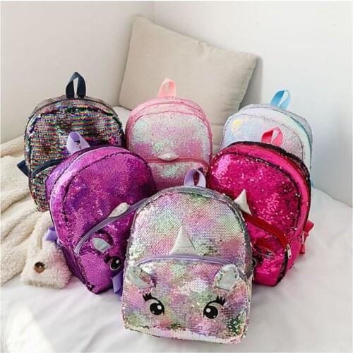 2020 New Girls Sequins Backpack School Travel Shoulder Rucksack Bag 34style Children Mermaid Schoolbag Shiny Backpacks for Kids
