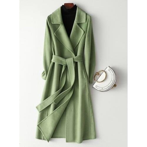 2021 Autumn 100% Wool Coat Women Coats Female Slim Long Woman Double-sided Woolen Jacket Korean Ladies Clothes Casaco WPY4045