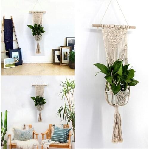 Braided Knitting Macrame Tapestry Plant Flowerpot Holder Basket Hanging Home New