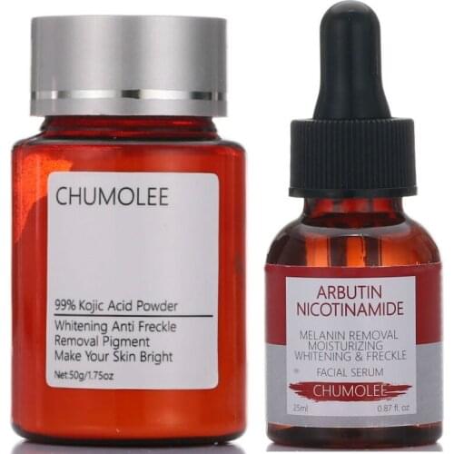 CHUMOLEE 99% Kojic Acid powder+ Alpha Arbutin serum remove melasma Acne pigment Melanin dark sopt skin care whitening face cream