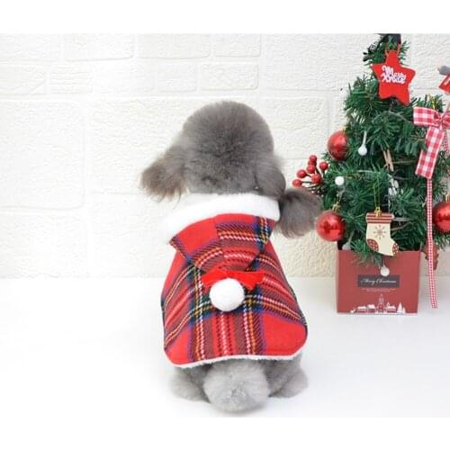 Christmas Pet Dog Costume Puppy Kitten Cloak With Pompoms Cat Santa Cape With Santa Hat Party Cosplay Dress For Cat Small Dog