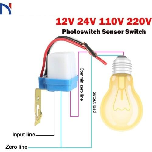 Photoswitch Sensor Switch Switch Automatic Auto On Off Photocell street Light Switch DC 12V 24V AC 110V 220V Photo Control