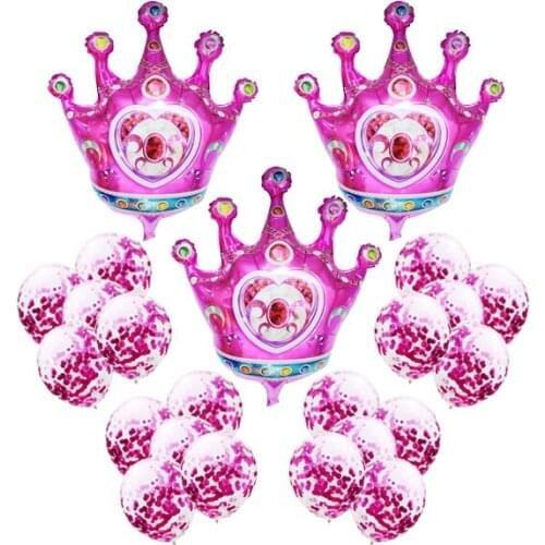 3Pcs Diamond Crown Balloons with 20Pcs Confetti Balloons,Crown Foil Helium Balloons for Birthday Wedding Party Decoration