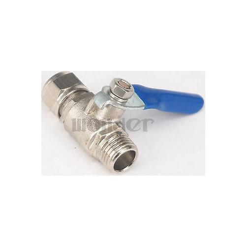 Full Port Brass Ball Valve 1/4" BSP male Threaded Fit for 6.5/10mm ID/OD Hose with blue handle 0.8 Mpa for Air gas water