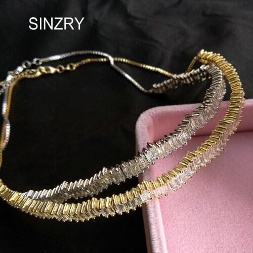 SINZRY Hotsale Yellow gold color elegant AAA cubic zirconia micro paved brilliant chokers necklace band for women jewelry gift