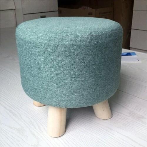 Nordic Small Footstool Home Lovely Low Legs Wood Round Stool Fashion Creative Mini Cloth Art Sofa Shoes Stool removable washable