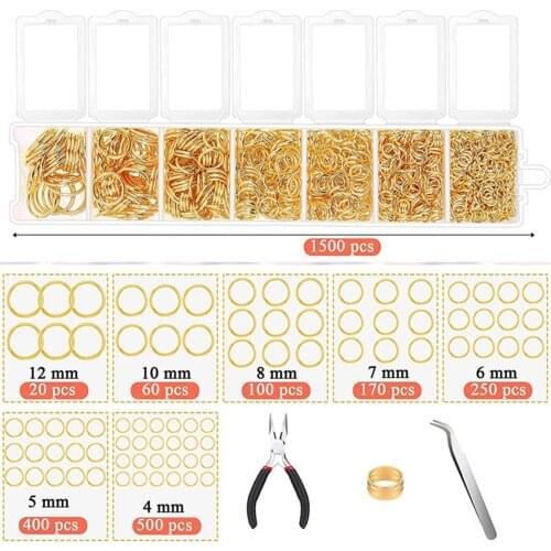 1500pcs/set Jump Rings Jewelry Making Necklace Repair Pliers Bangle Earrings Nail Piercing