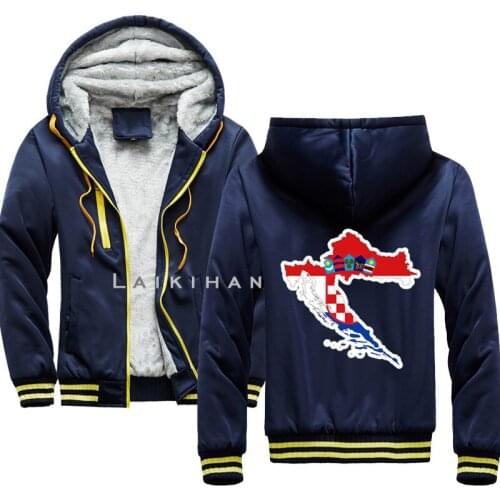 Croatia and Bosnia Flags Winter Thick Hoodies Male Fashion Casual Mens Sportswear Streetwear Sweatshirts Men Jackets plus size