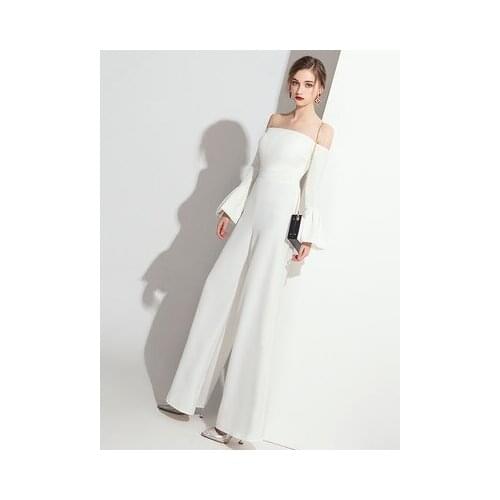 100%real white flare long sleeve slash collar leotard long Victoria/customs size/stage performance/studio/red carpet